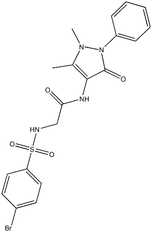 2-{[(4-bromophenyl)sulfonyl]amino}-N-(1,5-dimethyl-3-oxo-2-phenyl-2,3-dihydro-1H-pyrazol-4-yl)acetamide,701220-37-3,结构式