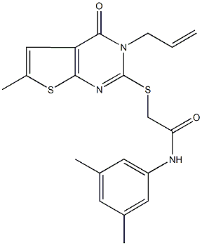 2-[(3-allyl-6-methyl-4-oxo-3,4-dihydrothieno[2,3-d]pyrimidin-2-yl)thio]-N-(3,5-dimethylphenyl)acetamide Struktur