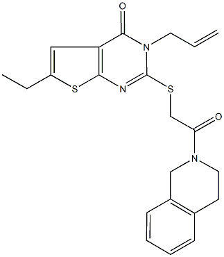 3-allyl-2-{[2-(3,4-dihydro-2(1H)-isoquinolinyl)-2-oxoethyl]thio}-6-ethylthieno[2,3-d]pyrimidin-4(3H)-one Structure