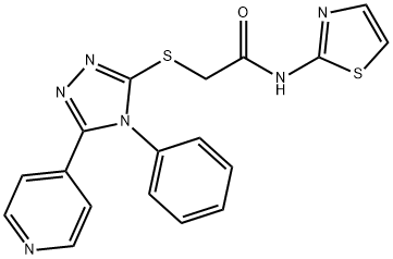 2-{[4-phenyl-5-(4-pyridinyl)-4H-1,2,4-triazol-3-yl]sulfanyl}-N-(1,3-thiazol-2-yl)acetamide Struktur