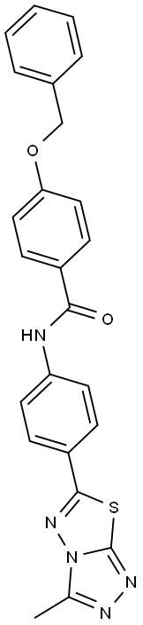 4-(benzyloxy)-N-[4-(3-methyl[1,2,4]triazolo[3,4-b][1,3,4]thiadiazol-6-yl)phenyl]benzamide 化学構造式