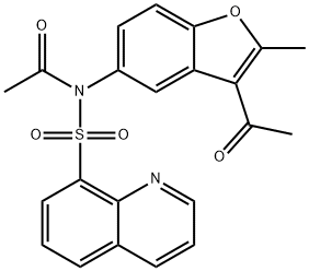 N-acetyl-N-(3-acetyl-2-methyl-1-benzofuran-5-yl)-8-quinolinesulfonamide 化学構造式