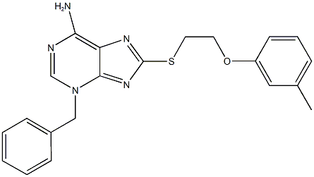 3-benzyl-8-{[2-(3-methylphenoxy)ethyl]sulfanyl}-3H-purin-6-ylamine 化学構造式