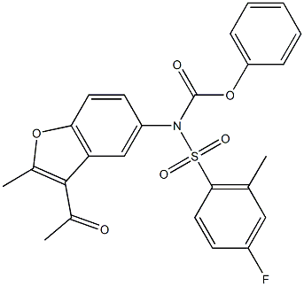 phenyl 3-acetyl-2-methyl-1-benzofuran-5-yl[(4-fluoro-2-methylphenyl)sulfonyl]carbamate Structure