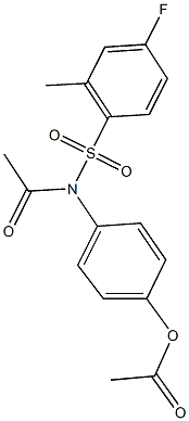 4-{acetyl[(4-fluoro-2-methylphenyl)sulfonyl]amino}phenyl acetate Structure