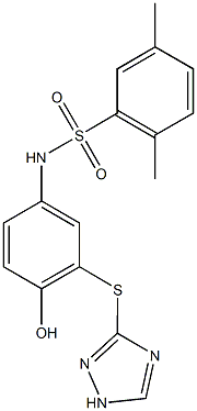 N-[4-hydroxy-3-(1H-1,2,4-triazol-3-ylsulfanyl)phenyl]-2,5-dimethylbenzenesulfonamide 化学構造式