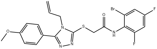 2-{[4-allyl-5-(4-methoxyphenyl)-4H-1,2,4-triazol-3-yl]sulfanyl}-N-(2-bromo-4,6-difluorophenyl)acetamide 化学構造式