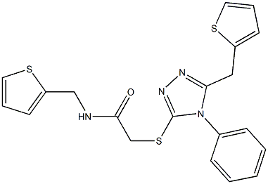 2-{[4-phenyl-5-(2-thienylmethyl)-4H-1,2,4-triazol-3-yl]thio}-N-(2-thienylmethyl)acetamide Struktur