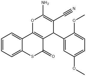 2-amino-4-(2,5-dimethoxyphenyl)-5-oxo-4H,5H-thiochromeno[4,3-b]pyran-3-carbonitrile Structure