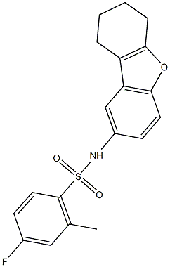 4-fluoro-2-methyl-N-(6,7,8,9-tetrahydrodibenzo[b,d]furan-2-yl)benzenesulfonamide Struktur