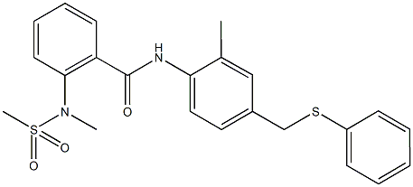 2-[methyl(methylsulfonyl)amino]-N-{2-methyl-4-[(phenylsulfanyl)methyl]phenyl}benzamide,706771-55-3,结构式