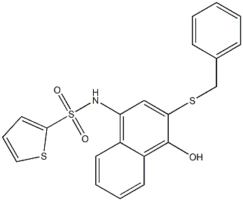 N-[3-(benzylsulfanyl)-4-hydroxy-1-naphthyl]-2-thiophenesulfonamide Struktur