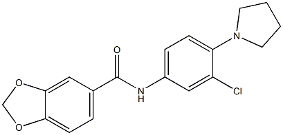 N-[3-chloro-4-(1-pyrrolidinyl)phenyl]-1,3-benzodioxole-5-carboxamide Structure