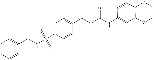 3-{4-[(benzylamino)sulfonyl]phenyl}-N-(2,3-dihydro-1,4-benzodioxin-6-yl)propanamide|