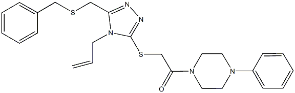 1-[({4-allyl-5-[(benzylsulfanyl)methyl]-4H-1,2,4-triazol-3-yl}sulfanyl)acetyl]-4-phenylpiperazine 化学構造式