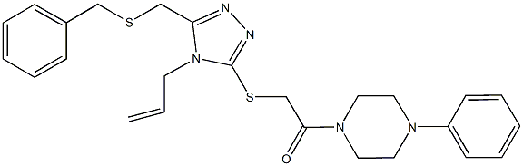 1-[({4-allyl-5-[(benzylsulfanyl)methyl]-4H-1,2,4-triazol-3-yl}sulfanyl)acetyl]-4-phenylpiperazine Structure