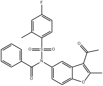 N-(3-acetyl-2-methyl-1-benzofuran-5-yl)-N-benzoyl-4-fluoro-2-methylbenzenesulfonamide Structure