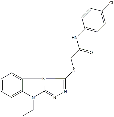 N-(4-chlorophenyl)-2-[(9-ethyl-9H-[1,2,4]triazolo[4,3-a]benzimidazol-3-yl)sulfanyl]acetamide,708233-03-8,结构式