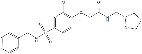 2-{4-[(benzylamino)sulfonyl]-2-chlorophenoxy}-N-(tetrahydro-2-furanylmethyl)acetamide Structure