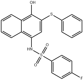 4-fluoro-N-[4-hydroxy-3-(phenylsulfanyl)-1-naphthyl]benzenesulfonamide Struktur