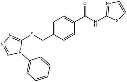 4-{[(1-phenyl-1H-tetraazol-5-yl)sulfanyl]methyl}-N-(1,3-thiazol-2-yl)benzamide Struktur