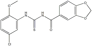 N-(1,3-benzodioxol-5-ylcarbonyl)-N'-(5-chloro-2-methoxyphenyl)thiourea 化学構造式