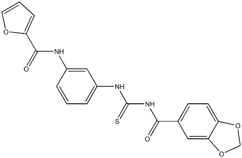 N-[3-({[(1,3-benzodioxol-5-ylcarbonyl)amino]carbothioyl}amino)phenyl]-2-furamide Structure