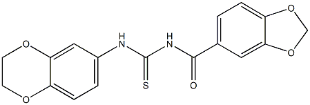 N-(1,3-benzodioxol-5-ylcarbonyl)-N'-(2,3-dihydro-1,4-benzodioxin-6-yl)thiourea Structure