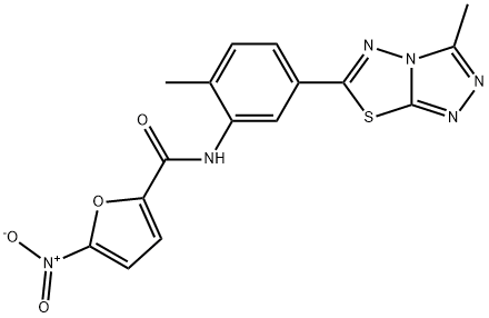 5-nitro-N-[2-methyl-5-(3-methyl[1,2,4]triazolo[3,4-b][1,3,4]thiadiazol-6-yl)phenyl]-2-furamide Structure