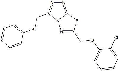 6-[(2-chlorophenoxy)methyl]-3-(phenoxymethyl)[1,2,4]triazolo[3,4-b][1,3,4]thiadiazole,708992-94-3,结构式