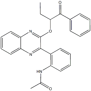 N-{2-[3-(1-benzoylpropoxy)-2-quinoxalinyl]phenyl}acetamide Struktur