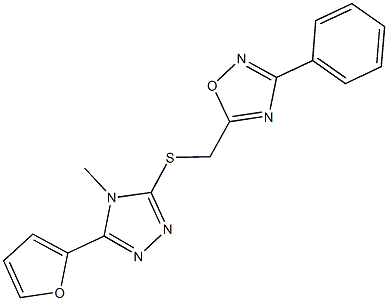 708997-25-5 5-(2-furyl)-4-methyl-4H-1,2,4-triazol-3-yl (3-phenyl-1,2,4-oxadiazol-5-yl)methyl sulfide