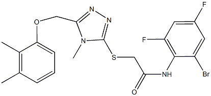 N-(2-bromo-4,6-difluorophenyl)-2-({5-[(2,3-dimethylphenoxy)methyl]-4-methyl-4H-1,2,4-triazol-3-yl}sulfanyl)acetamide,708998-90-7,结构式