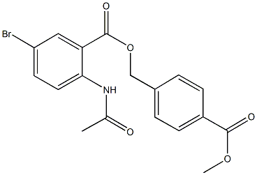 4-(methoxycarbonyl)benzyl 2-(acetylamino)-5-bromobenzoate Struktur