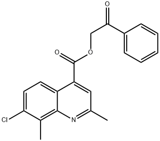 2-oxo-2-phenylethyl 7-chloro-2,8-dimethyl-4-quinolinecarboxylate 结构式