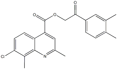 2-(3,4-dimethylphenyl)-2-oxoethyl 7-chloro-2,8-dimethyl-4-quinolinecarboxylate,709621-36-3,结构式