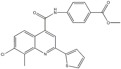 methyl 4-({[7-chloro-8-methyl-2-(2-thienyl)-4-quinolinyl]carbonyl}amino)benzoate Structure