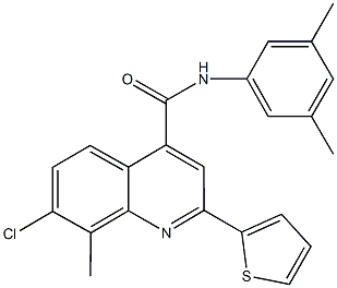 7-chloro-N-(3,5-dimethylphenyl)-8-methyl-2-(2-thienyl)-4-quinolinecarboxamide 结构式