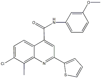 7-chloro-N-(3-methoxyphenyl)-8-methyl-2-(2-thienyl)-4-quinolinecarboxamide 结构式