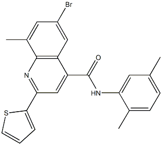 6-bromo-N-(2,5-dimethylphenyl)-8-methyl-2-(2-thienyl)-4-quinolinecarboxamide Structure