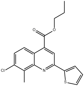 propyl 7-chloro-8-methyl-2-(2-thienyl)-4-quinolinecarboxylate 化学構造式