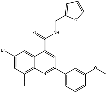 6-bromo-N-(2-furylmethyl)-2-(3-methoxyphenyl)-8-methyl-4-quinolinecarboxamide,709625-46-7,结构式