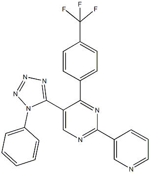5-(1-phenyl-1H-tetraazol-5-yl)-2-(3-pyridinyl)-4-[4-(trifluoromethyl)phenyl]pyrimidine Struktur