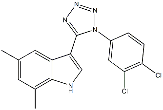 3-[1-(3,4-dichlorophenyl)-1H-tetraazol-5-yl]-5,7-dimethyl-1H-indole Structure