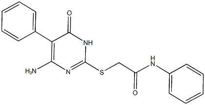 2-[(4-amino-6-oxo-5-phenyl-1,6-dihydro-2-pyrimidinyl)sulfanyl]-N-phenylacetamide Struktur
