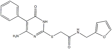 2-[(4-amino-6-oxo-5-phenyl-1,6-dihydro-2-pyrimidinyl)sulfanyl]-N-(2-furylmethyl)acetamide 结构式