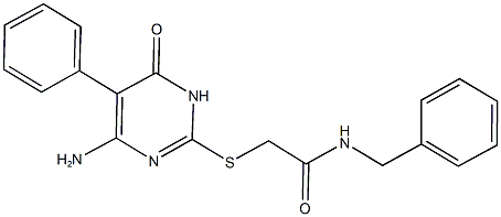 2-[(4-amino-6-oxo-5-phenyl-1,6-dihydro-2-pyrimidinyl)sulfanyl]-N-benzylacetamide,710977-11-0,结构式