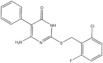 6-amino-2-[(2-chloro-6-fluorobenzyl)sulfanyl]-5-phenyl-4(3H)-pyrimidinone Structure