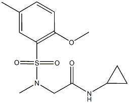 N-cyclopropyl-2-[[(2-methoxy-5-methylphenyl)sulfonyl](methyl)amino]acetamide Struktur