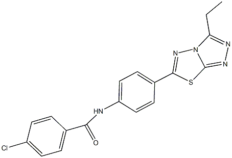 4-chloro-N-[4-(3-ethyl[1,2,4]triazolo[3,4-b][1,3,4]thiadiazol-6-yl)phenyl]benzamide 结构式